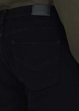 Siyah Düz Dokuma Slim Fit Casual Pamuk Karışımlı Pantolon