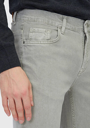Açık Yeşil Düz Slim Fit Denim Pamuk Karışımlı Pantolon
