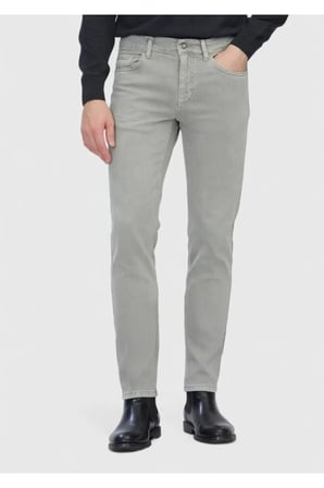 Açık Yeşil Düz Slim Fit Denim Pamuk Karışımlı Pantolon