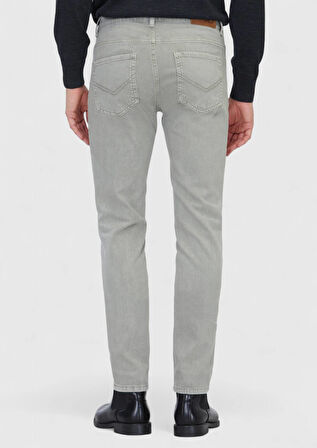 Açık Yeşil Düz Slim Fit Denim Pamuk Karışımlı Pantolon