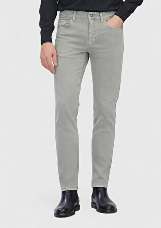 Açık Yeşil Düz Slim Fit Denim Pamuk Karışımlı Pantolon
