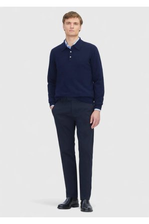 Lacivert Düz Dokuma Regular Fit Casual Pamuk Karışımlı Pantolon