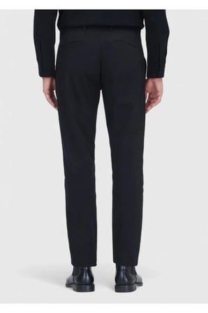 Siyah Düz Dokuma Regular Fit Casual Pamuk Karışımlı Pantolon