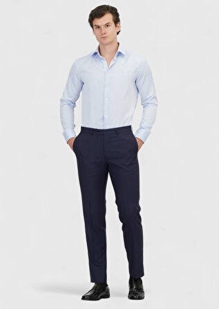 Açık Mavi Regular Fit Ütü İstemeyen Dokuma Klasik %100 Pamuk Gömlek