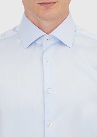Açık Mavi Regular Fit Ütü İstemeyen Dokuma Klasik %100 Pamuk Gömlek