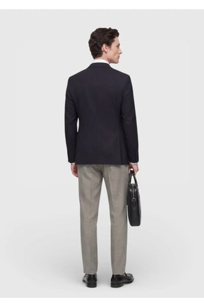 Siyah Düz Shirt Shoulder Slim Fit %100 Yün Ceket