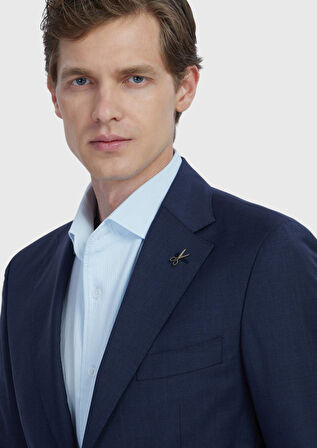 Lacivert Düz Zeroweight Slim Fit %100 Yün Ceket