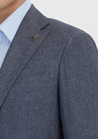 Füme Düz Zeroweight Slim Fit %100 Keten Takım Elbise