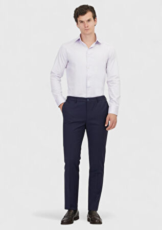 Lila Düz Regular Fit Dokuma Klasik %100 Pamuk Gömlek