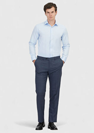 Koyu Mavi Düz Regular Fit Dokuma Klasik %100 Pamuk Gömlek