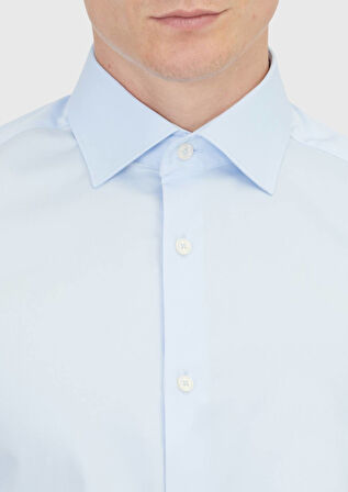 Koyu Mavi Düz Regular Fit Dokuma Klasik %100 Pamuk Gömlek