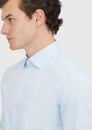 Koyu Mavi Düz Regular Fit Dokuma Klasik %100 Pamuk Gömlek