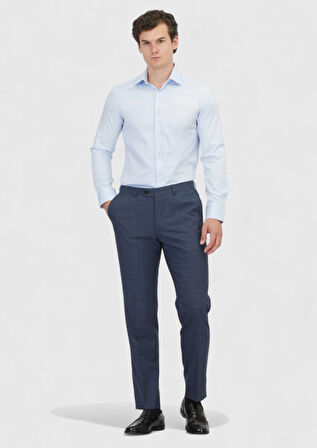 Açık Mavi Düz Slim Fit Dokuma Klasik %100 Pamuk Gömlek