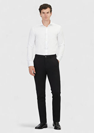 Beyaz Düz Slim Fit Dokuma Klasik %100 Pamuk Gömlek