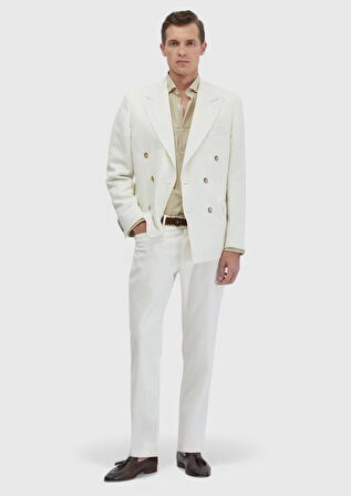 Ekru Zeroweight Slim Fit Keten Karışımlı Ceket