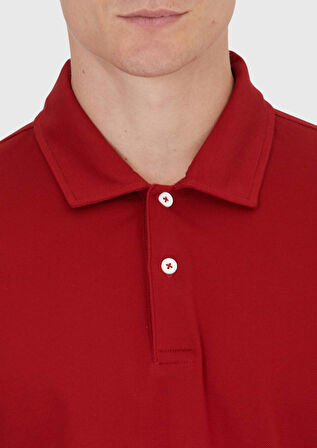 Kırmızı Düz Polo Yaka %100 Pamuk T-Shirt