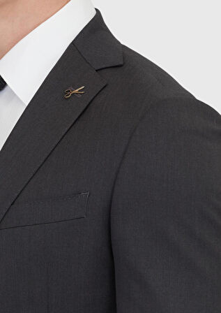 Antrasit Düz Regular Fit %100 Yün Takım Elbise