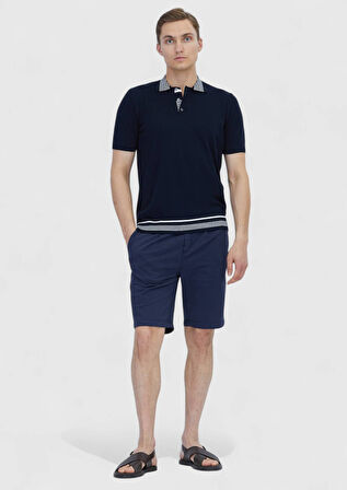 Lacivert Düz Polo Yaka %100 Pamuk T-Shirt