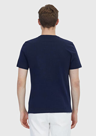 Lacivert Düz Bisiklet Yaka %100 Pamuk T-Shirt