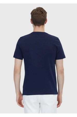 Lacivert Düz Bisiklet Yaka %100 Pamuk T-Shirt