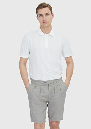 Beyaz Düz Polo Yaka %100 Pamuk T-Shirt