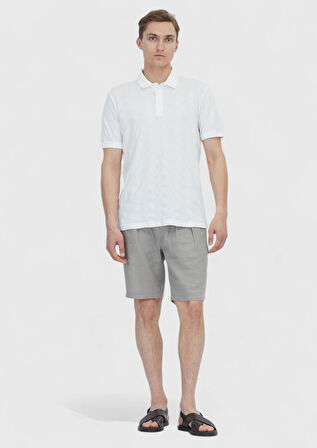 Beyaz Düz Polo Yaka %100 Pamuk T-Shirt