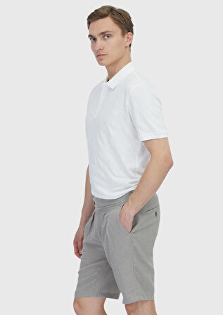 Beyaz Düz Polo Yaka %100 Pamuk T-Shirt