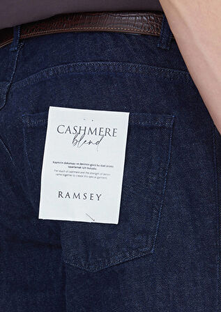 Lacivert Düz Slim Fit Denim Pamuk Karışımlı Pantolon