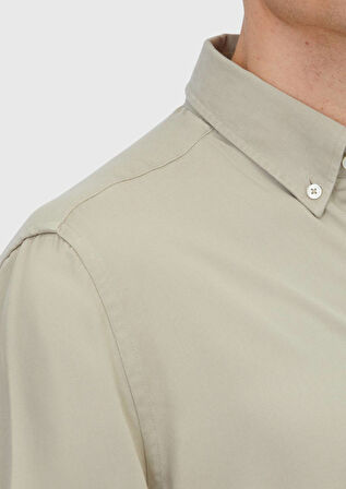 Kum Düz Dokuma Casual Gömlek