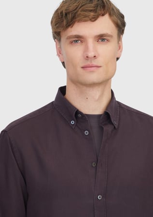 Mürdüm Düz Dokuma Casual Gömlek