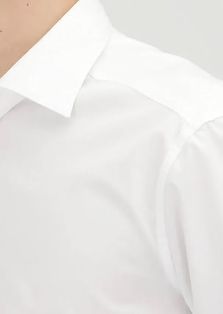 Beyaz Düz Regular Fit Dokuma Klasik %100 Pamuk Gömlek