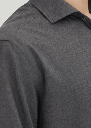 Antrasit Düz Casual Fit Dokuma Casual %100 Pamuk Gömlek