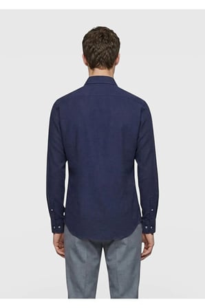 Açık Lacivert Düz Casual Fit Dokuma Casual %100 Pamuk Gömlek