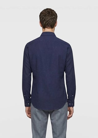 Açık Lacivert Düz Casual Fit Dokuma Casual %100 Pamuk Gömlek