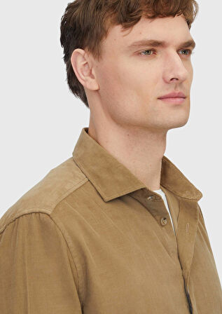 Vizon Düz Dokuma Kadife Casual %100 Pamuk Gömlek