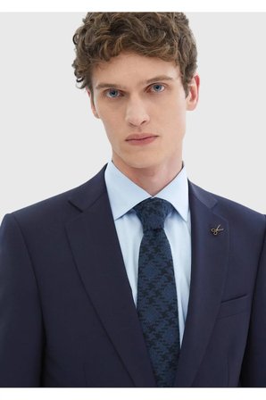 Lacivert Düz Thin&taller Slim Fit %100 Yün Takım Elbise