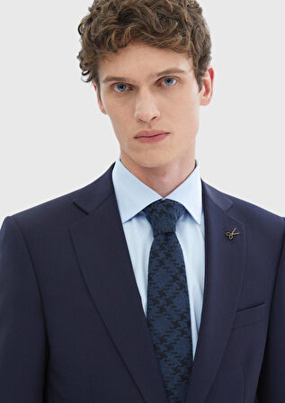 Lacivert Düz Thin&taller Slim Fit %100 Yün Takım Elbise