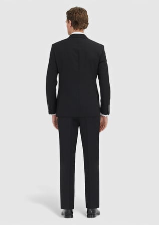 Siyah Düz Modern Fit %100 Yün Takım Elbise