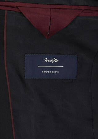 Siyah Düz Modern Fit %100 Yün Takım Elbise