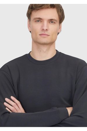 Antrasit Bisiklet Yaka Düz Sweatshırt