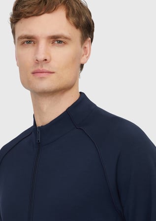 Lacivert Dik Yaka Düz Sweatshırt