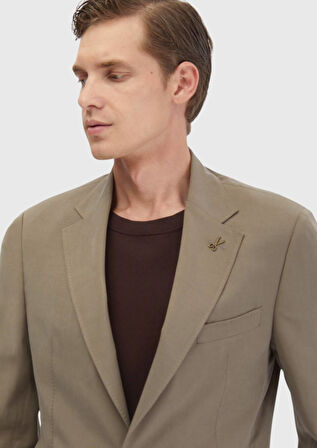 Açık Kahve Düz Zeroweight Slim Fit Takım Elbise