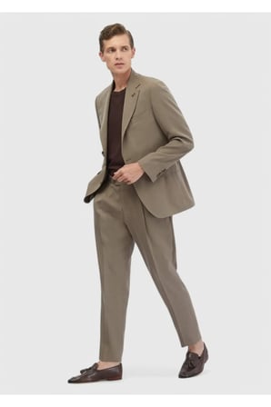 Açık Kahve Düz Zeroweight Slim Fit Takım Elbise