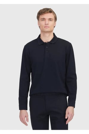 Siyah Düz Polo Yaka %100 Pamuk T-Shirt