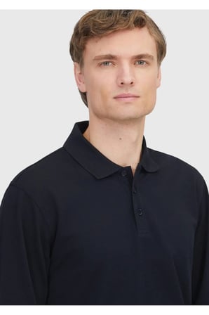 Siyah Düz Polo Yaka %100 Pamuk T-Shirt