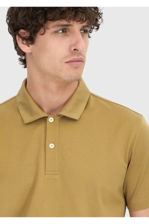 Zeytin Yeşili Düz Polo Yaka %100 Pamuk T-Shirt