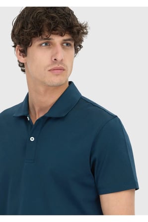 Petrol Düz Polo Yaka %100 Pamuk T-Shirt