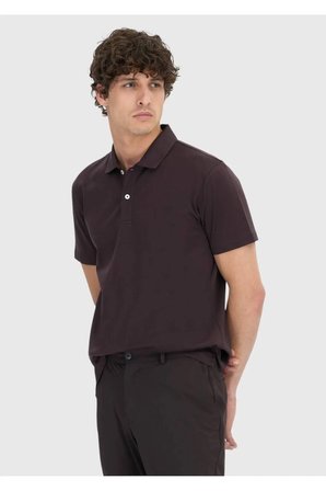 Mürdüm Düz Polo Yaka %100 Pamuk T-Shirt