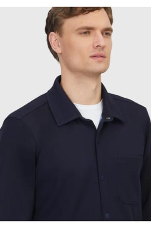 Lacivert Polo Yaka Düz Sweatshırt
