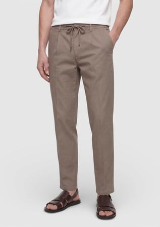 Haki Düz Dokuma Jogging Fit Casual Keten Karışımlı Pantolon